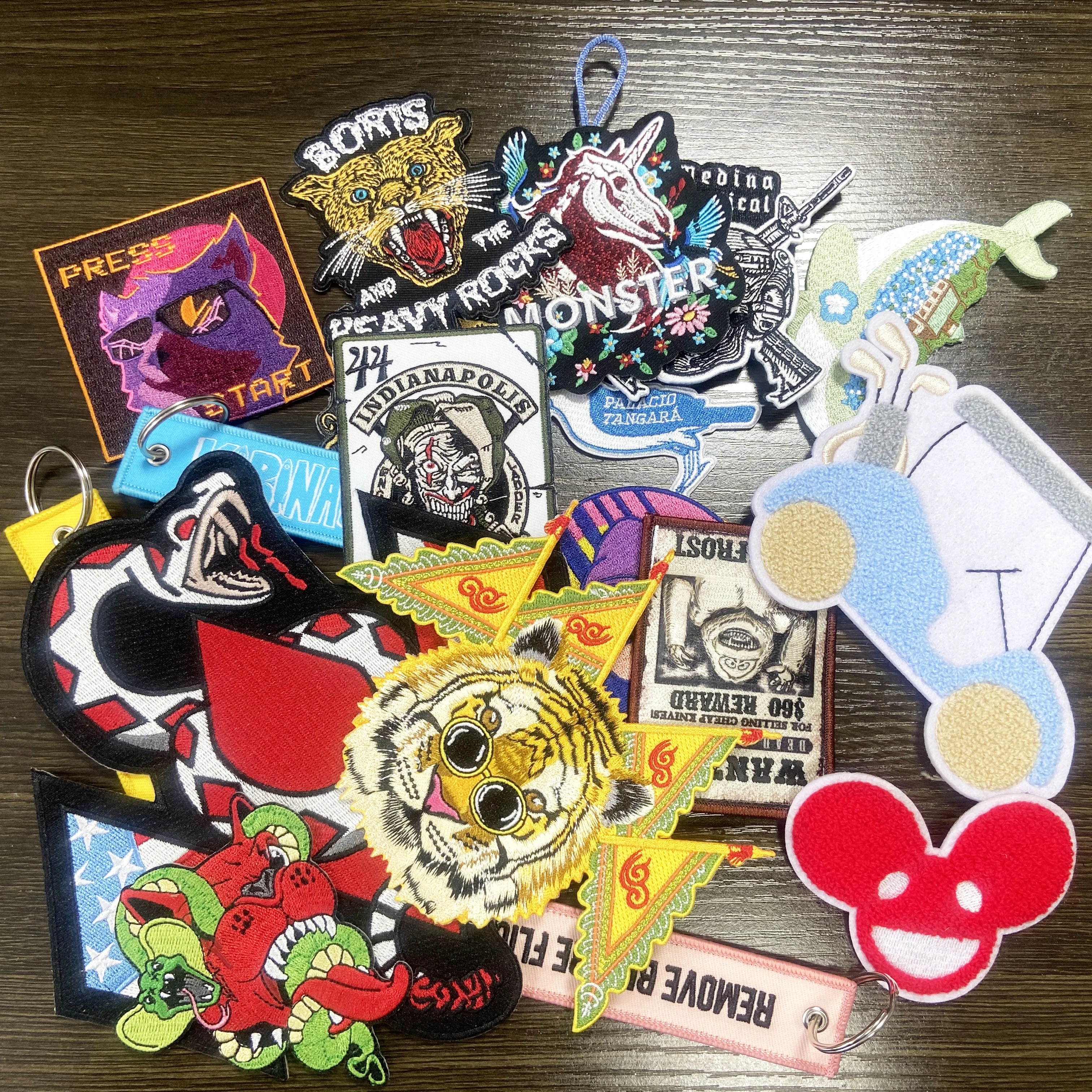 Custom iron on sew on hook and loop laser cut embroidery cartoon animal  patch badge for decoration