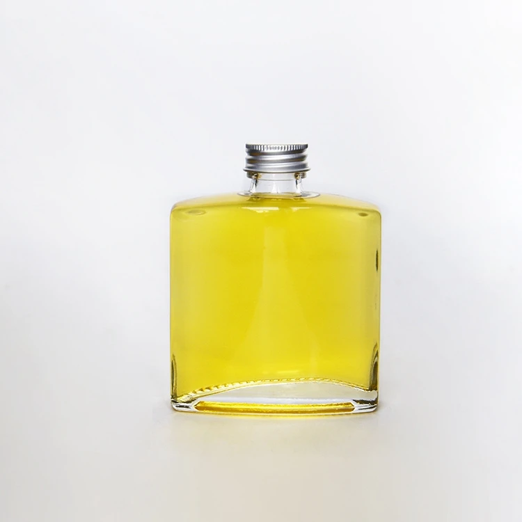 100ml 200ml 250 ML Flat flask  glass juice bottle wholesale juice dispenser glass with aluminum lid glass beverage bottles