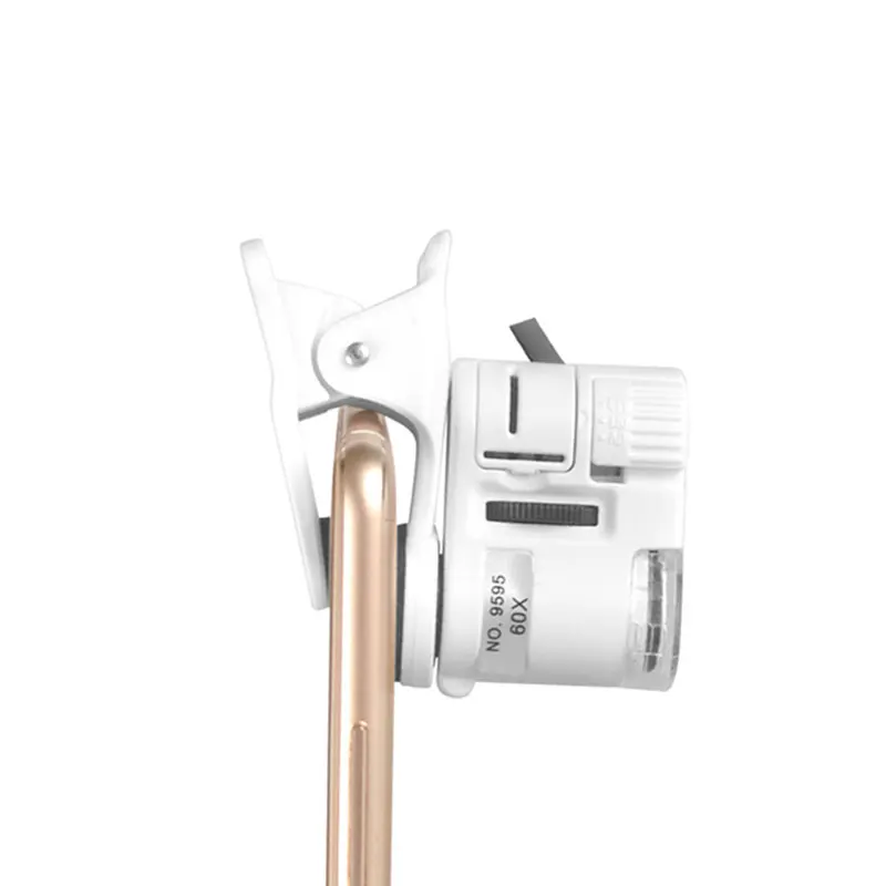 60X Mini Mobile Phone Clip Pocket Microscope With Led UV Light