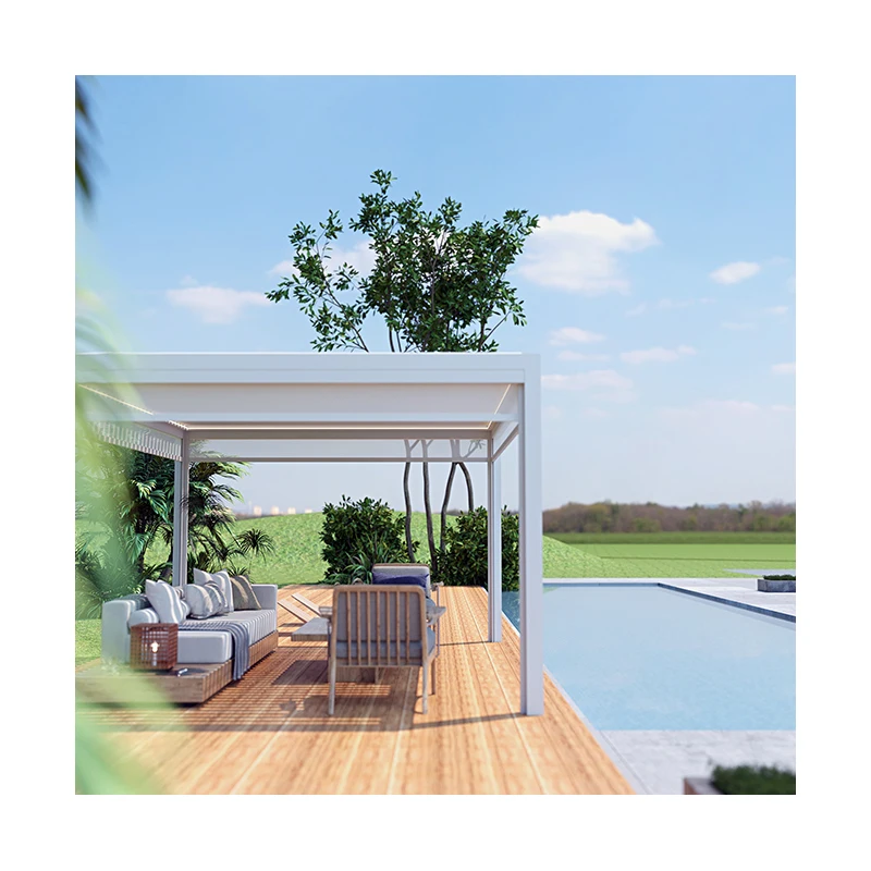 Outdoor Opening Louver Roof Motorized Modern Retractable Aluminium Wedding Pergola
