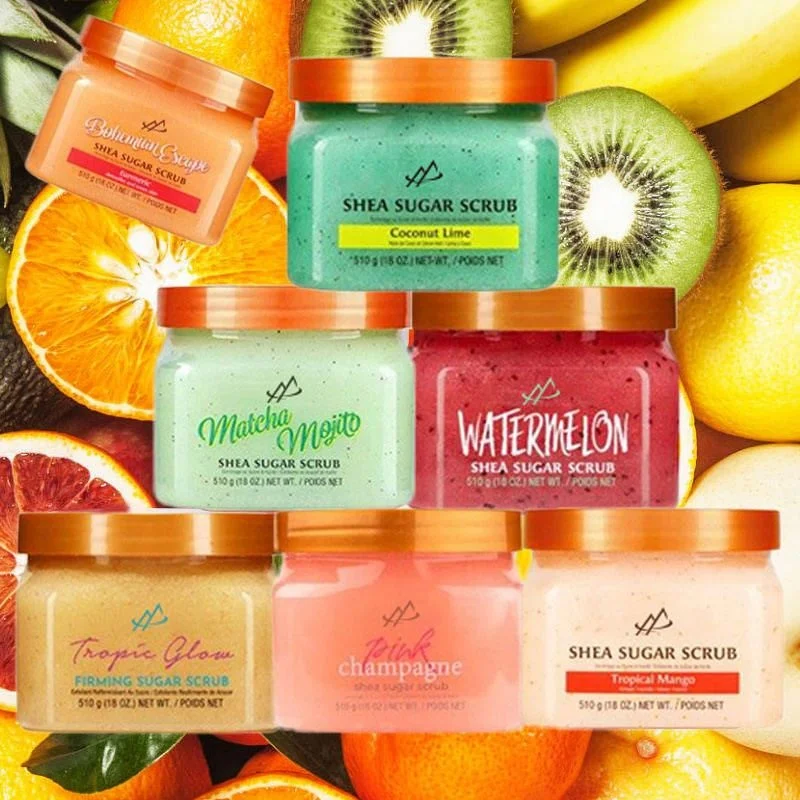 Remove Dead Skin Organic Natural Scrub Shea Butter Sugar Body Mens Face Care wholesale Vegan Fruit products body scrub