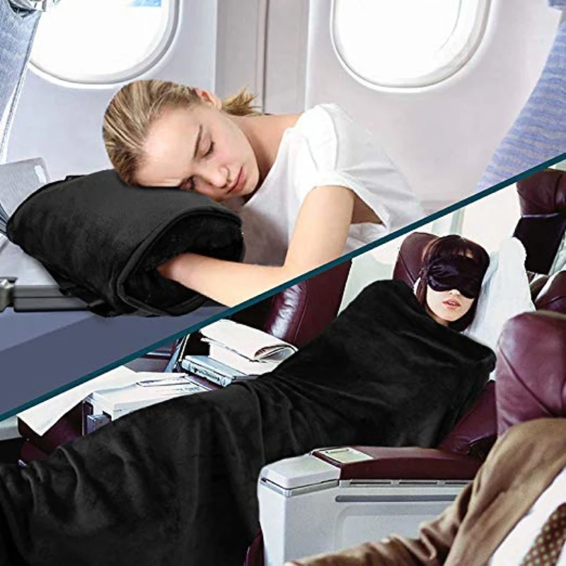 Bsci Travel Blanket Pillow Airplane Car Home or Office  Luggage Belt carabiner and Backpack Clip Travel Blanket