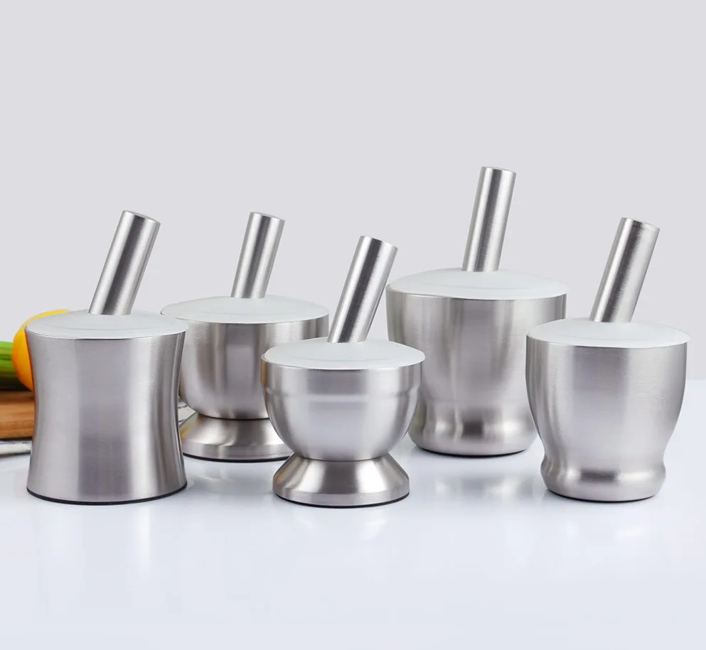 Tera Mortar and Pestle Sets 18/8 Stainless Steel Pill Crusher Food Safe Spice Grinder Herb Bowl Pesto Powder
