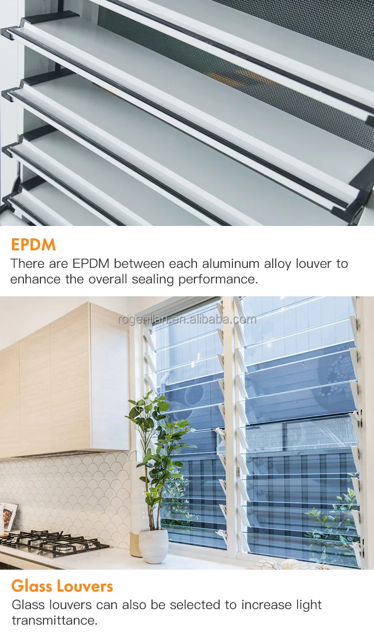 ROGENILAN New Design High Quality Louvers Aluminum Sliding Windows Shutter Plantation Shutters For Kitchen