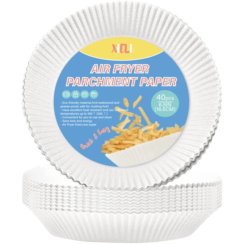 Xieli Unperforated Round Air Fryer Disposable Liner Nonstick Parchment Paper Sheets for Air Fryer Steaming Basket Baking Oven