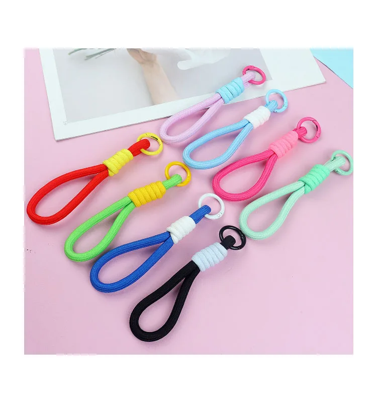 Colorful Nylon Lanyard Rope Strap Keychain Car Keyring Water Bottle Strap Doll Toy Hanging Phone Strap With Spring Key Ring Hook