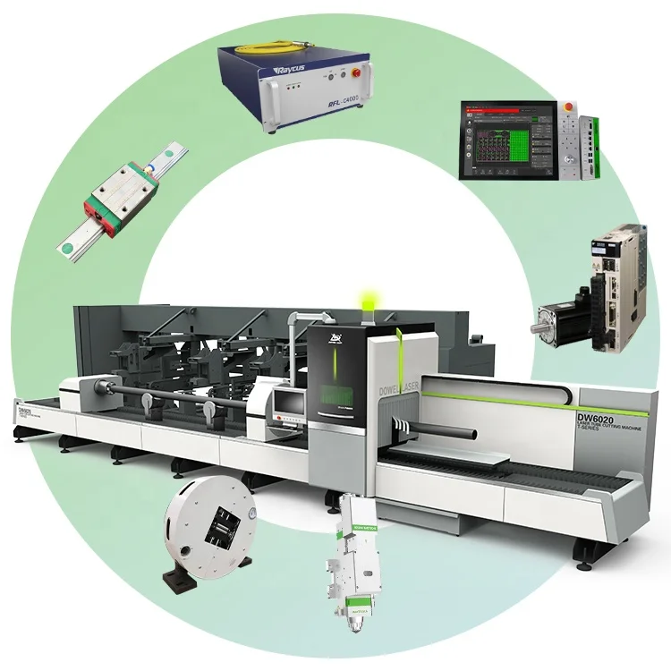 Manufacturer Three Chuck Stainless Steel Tube Fiber Laser Pipe Cutting Machine 6000w 6/12 Meters For Round/Square/Special Tubes