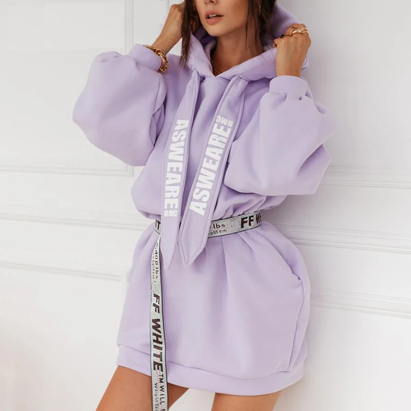 Женские свободные однотонные зимние толстовки оверсайз, толстовки с длинным рукавом и поясом на шнуровке, женские толстовки больших размеров, свитшоты
