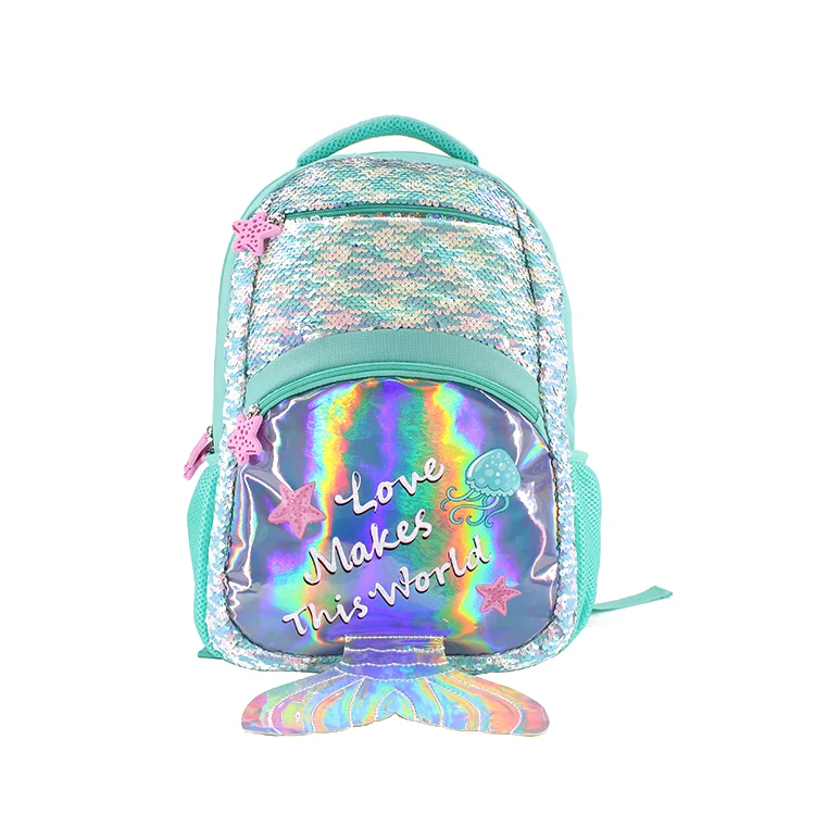 BSCI/Sedex Girls Color Change Sparkly Sequence Mermaid Bag Magic Flip Reversible Sequin School Backpack