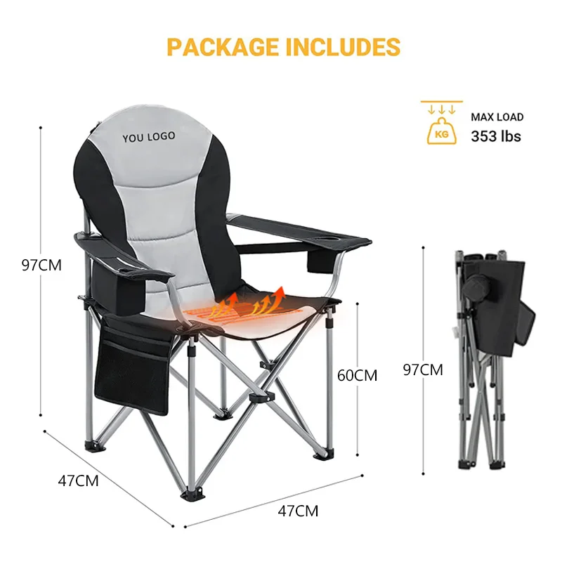 Customization Outdoor Heated Folding Picnic Camping Fishing Chair with Ice Bag