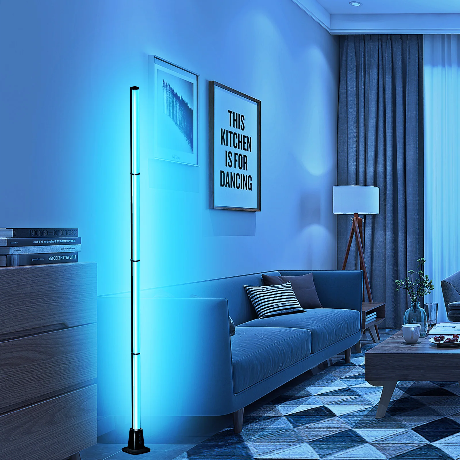 Nanxin RGBIC color changing control rgb corner led floor lamp with WiFi App,DIY Mode Music Sync Led Floor Lamp for  Gaming