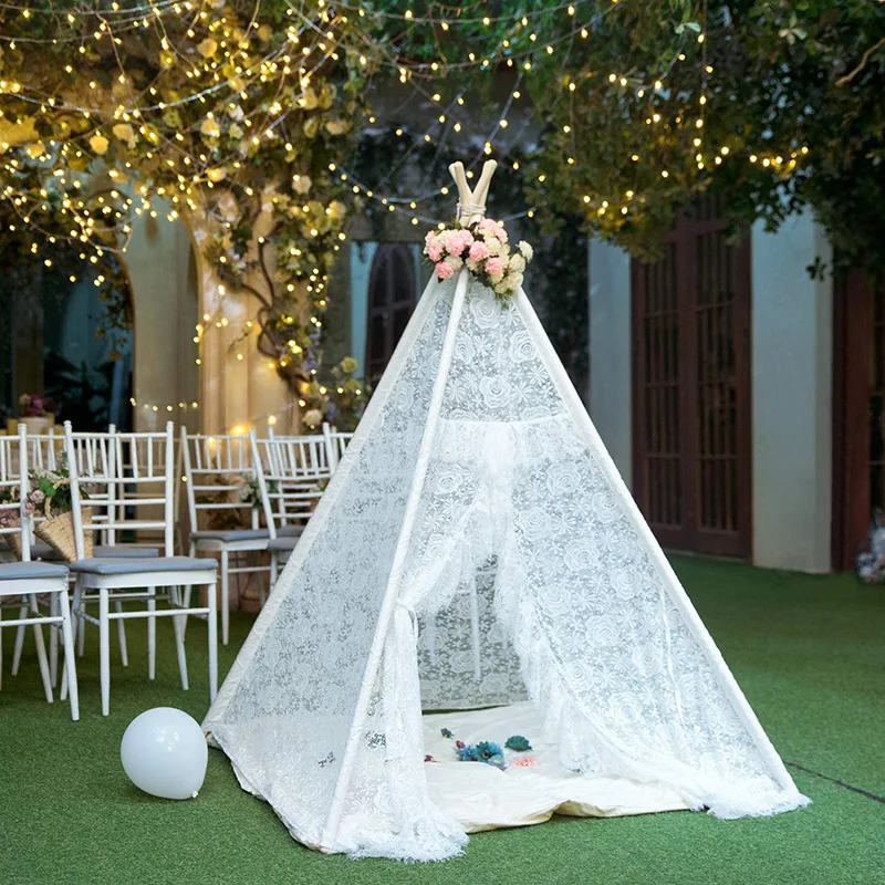 Крытый Открытый Бохо кружевной балдахин детская белая Прозрачная Кружевная Игровая палатка для девочек