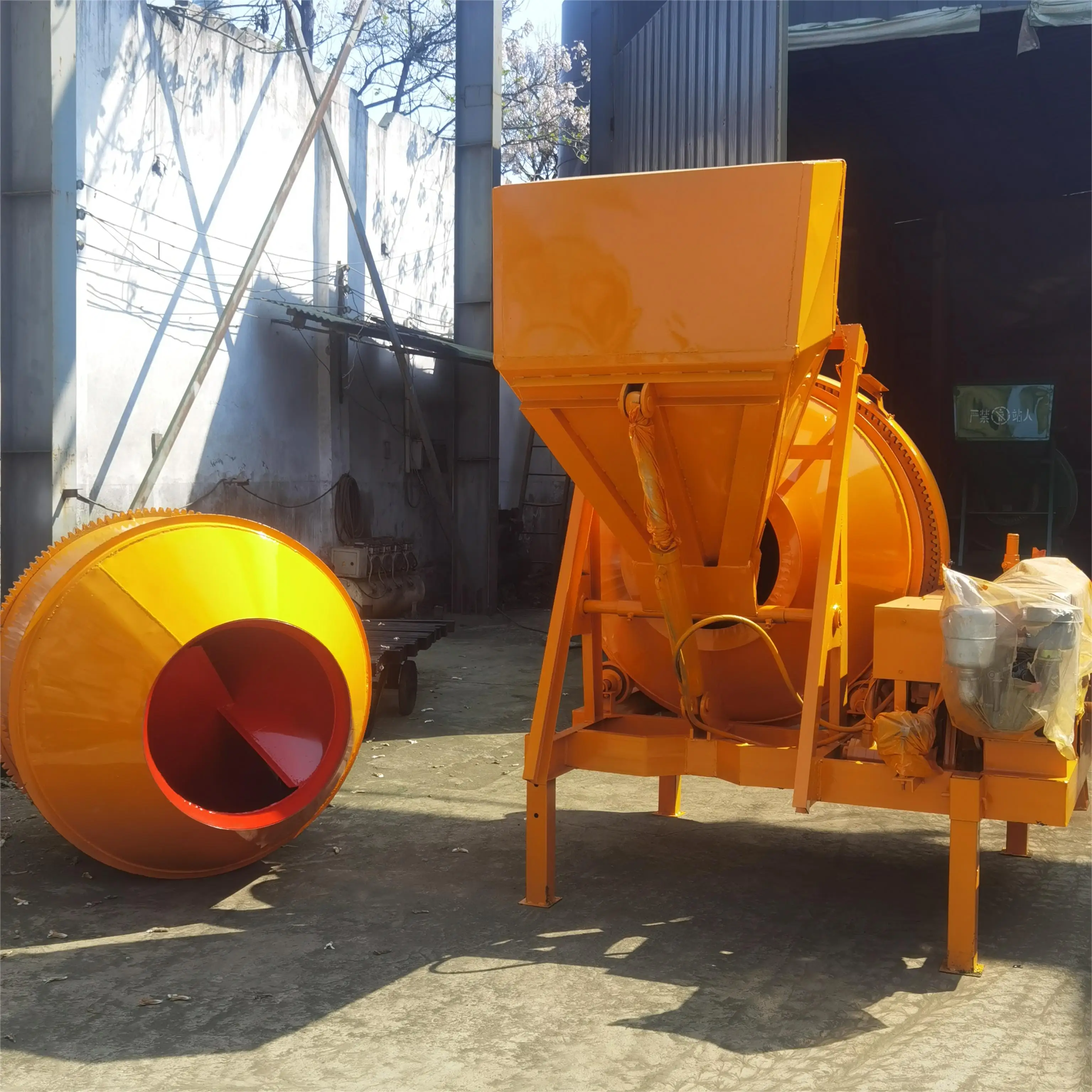 Cement Mixer With Lift Hopper Drum Roller  Cement Concrete Mixer With Self Loading Drum