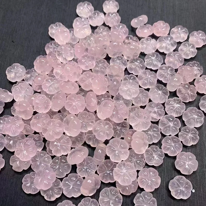 High Quality Natural Rose Quartz Crystal Carving Mini Flower