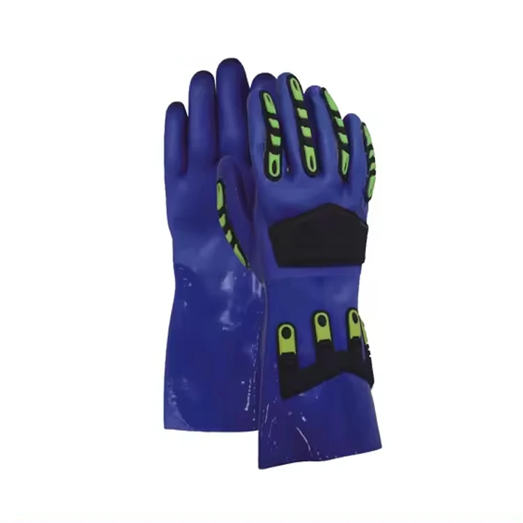 Sunnyhope Heavy 100%cotton seamless lined,PVC double dipped sandy finish glove,back with TPR impact gloves for work