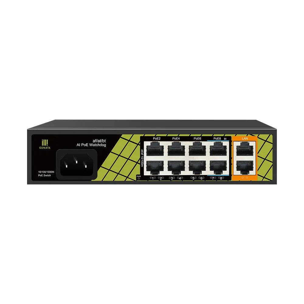 8 Port Power over Ethernet Switch  with BT Port and AI Watchdog