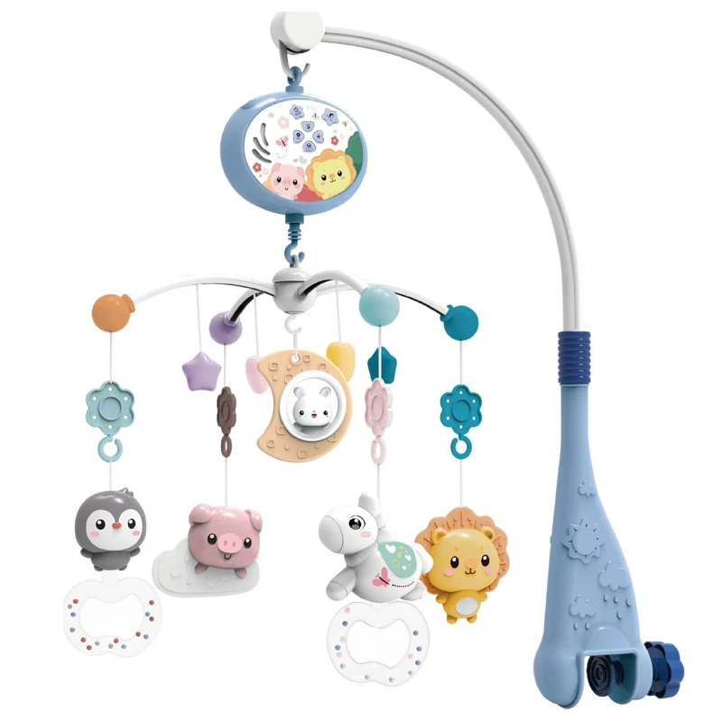 Baby  Music Rotation Bedside Hanging Bell Crib Rattle Bracket Baby Crib Toy Baby Remote control Projection Crib Mobile For Kids