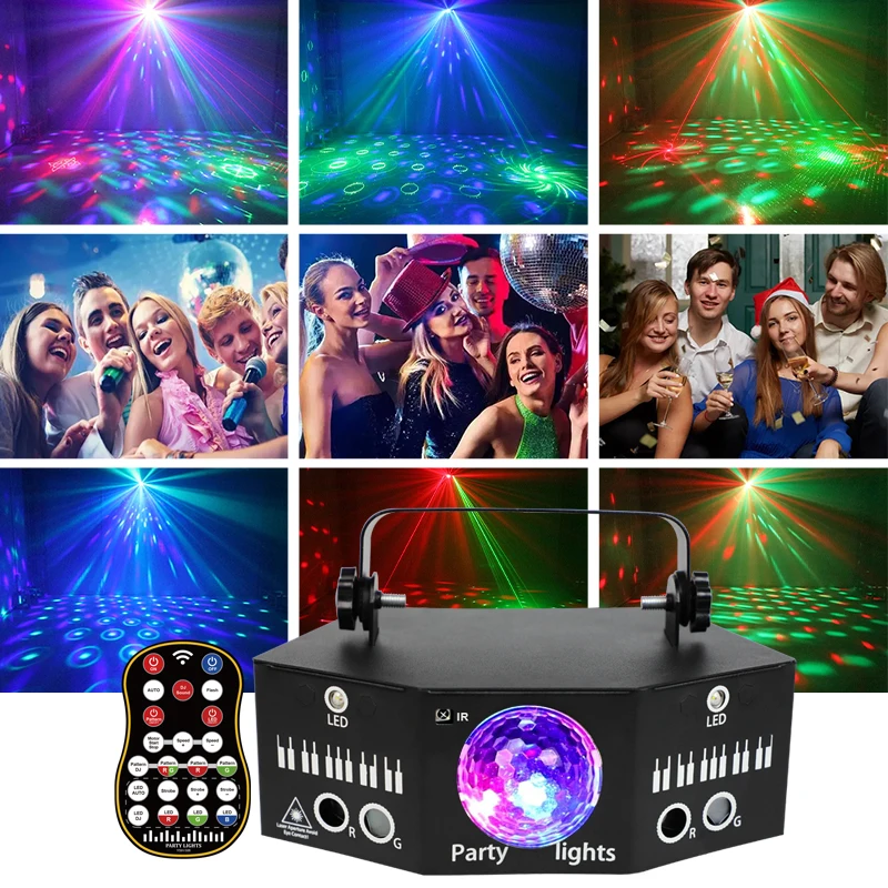 hot sale 6 Eye Stage DJ Disco Lamp DMX 512 Sound Activated Party Lights Remote laser Light Night club Bar Christmas Lighting