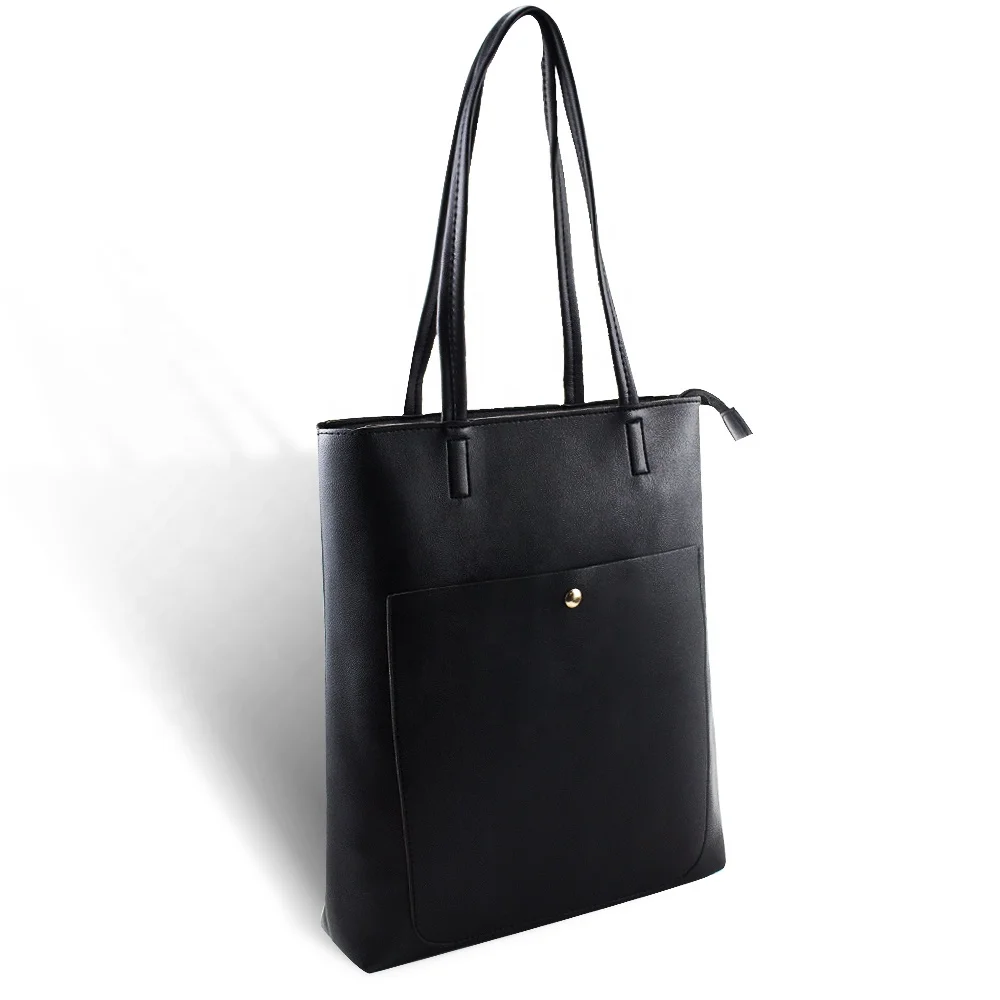 Custom Simple Style PU  Women Shoulder Handbag Bags Casual Large Tote Bag Leather