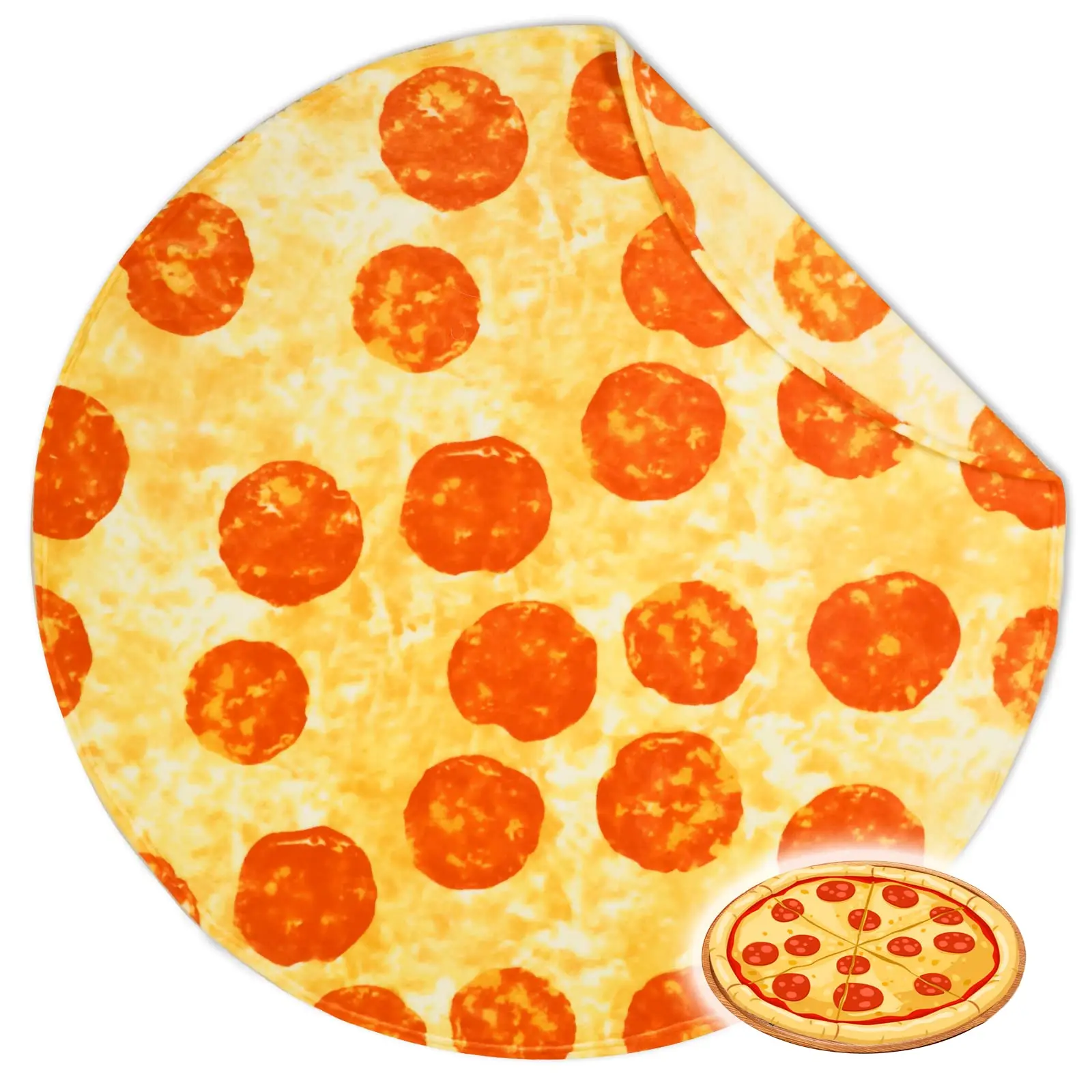 Amazon hotsale Funny Food Waffles Tortilla Sausage Pizza Throw Blanket for Bed Couch or Travel Novelty Gifts for Everyone