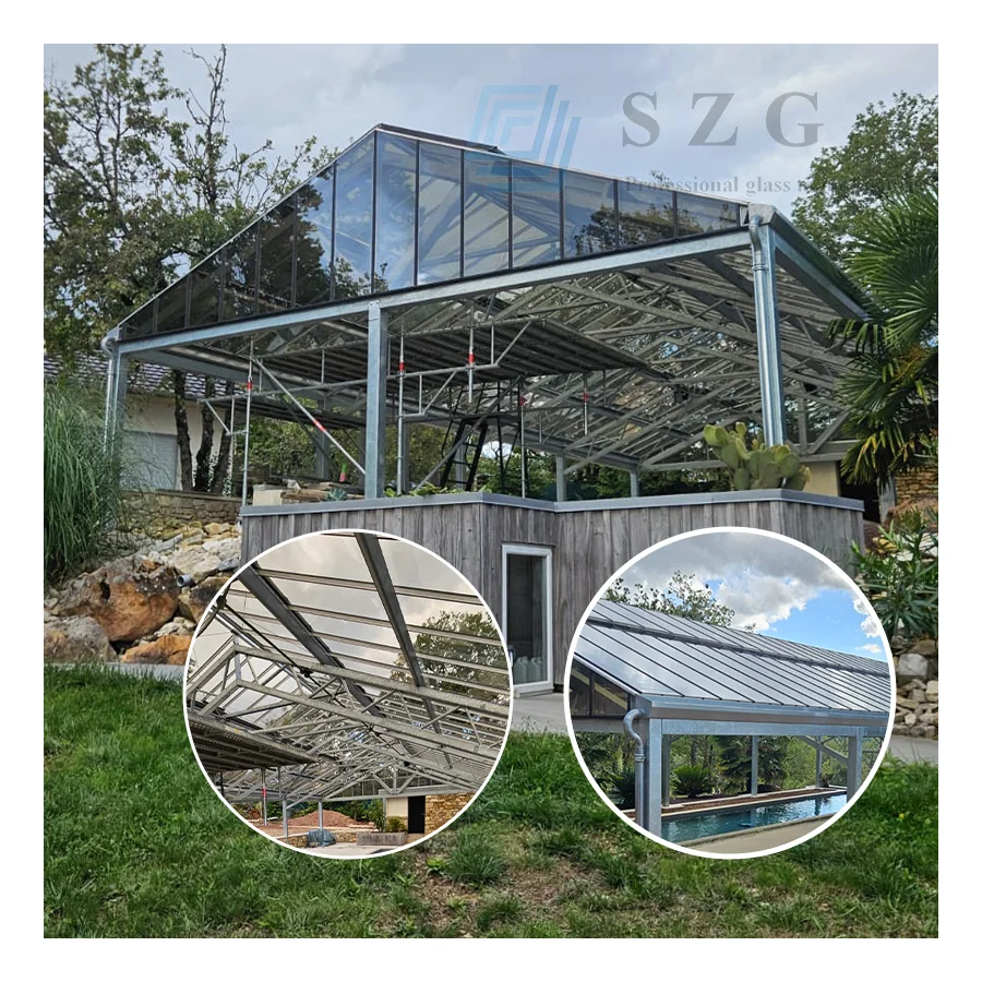Modern glass canopy aluminium garden gazebos flat roof grey laminated glass garden buildings outdoor tempered glass