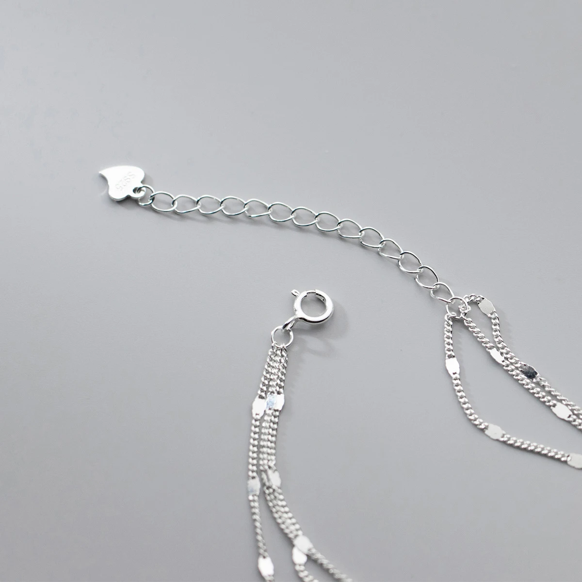 S925 Sterling Silver Multi-layered Clavicle Chain Necklace Fashion Figaro Chain Choker Necklace Jewelry