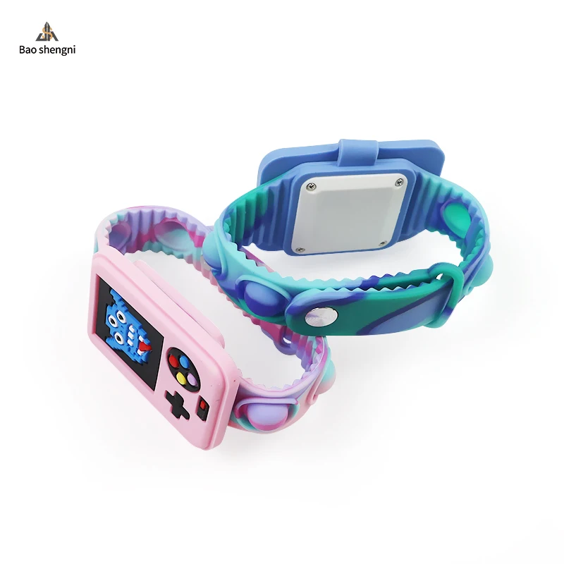 Calculator 3D Digital  Flip Cover LED Watch Silicone Push Pop Bubble Fidget Bracelet Watch Pop Writ Cool Watch for Kids