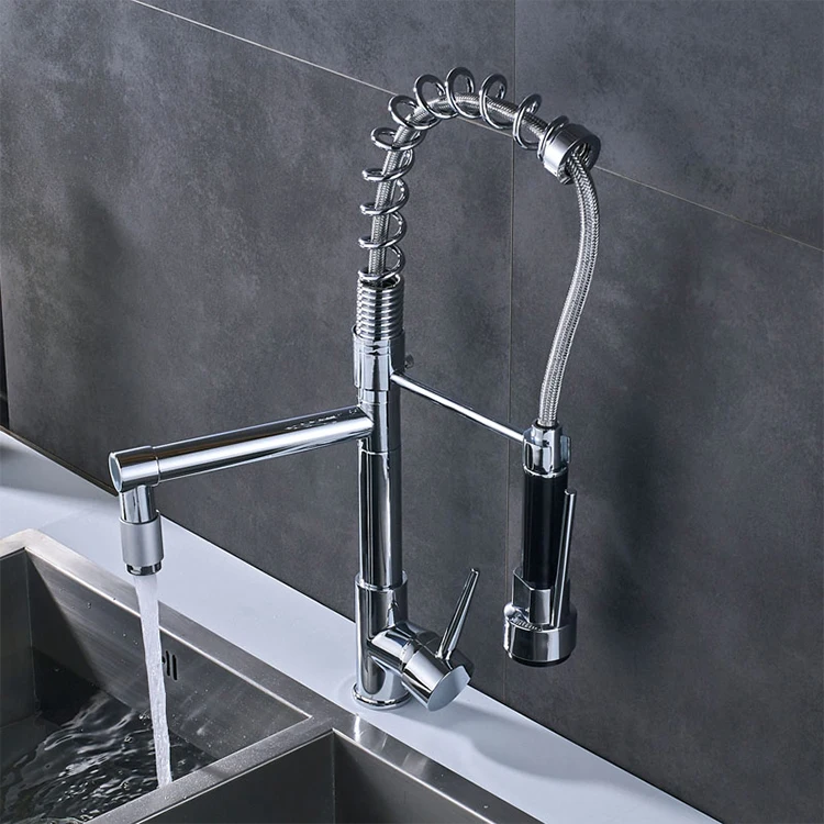 Plated Kitchen Sink Faucet Spray Kitchen Faucet Gold with Pull Down Kichen Faucet Hot Cold Water Kitchen Tap Single Handle Brass