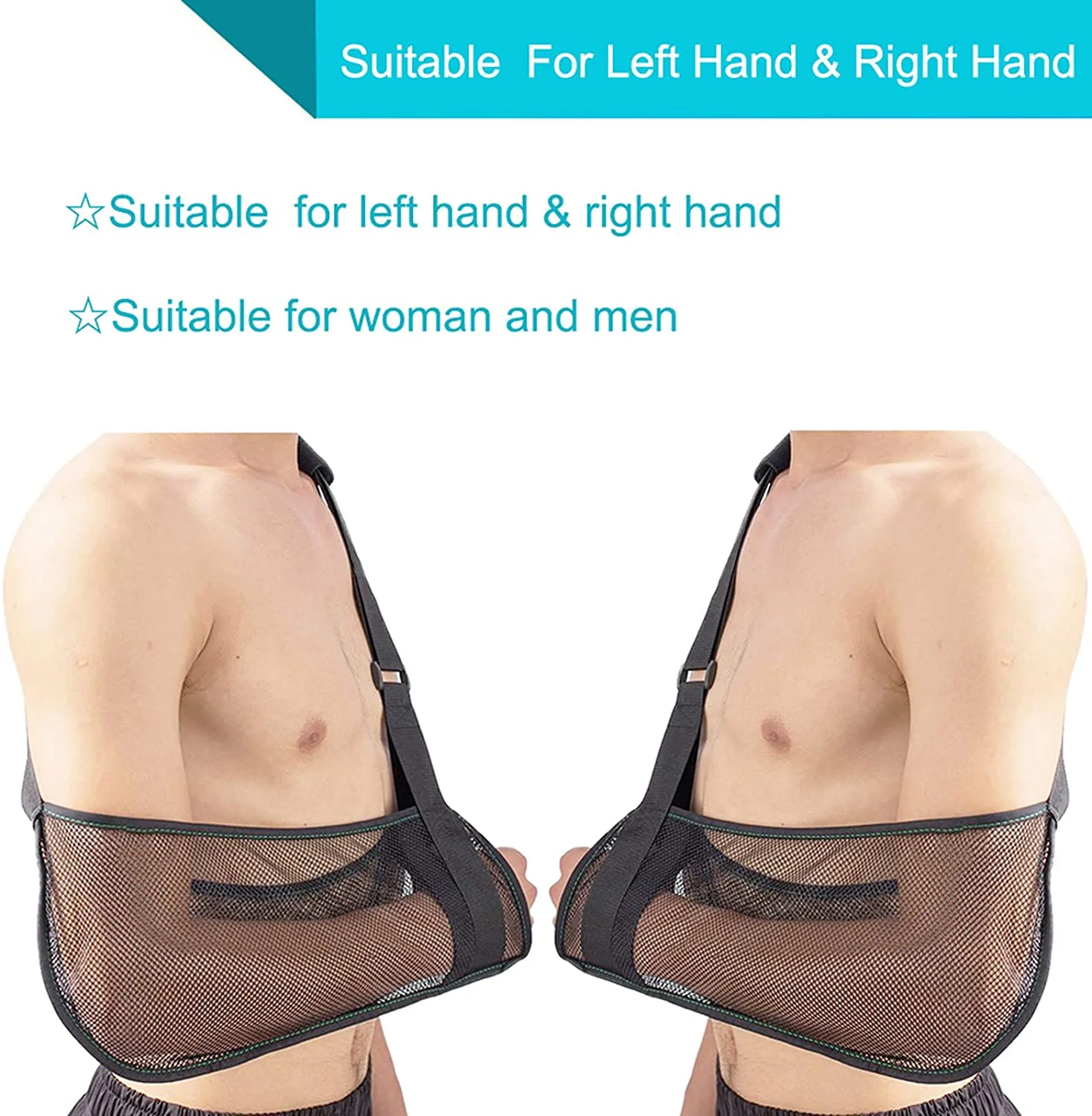 HKJD Adjustable Pouch Arm Sling Medical Orthopedic Mesh Arm Sling Black Broken Fracture Sling For Man And Woman
