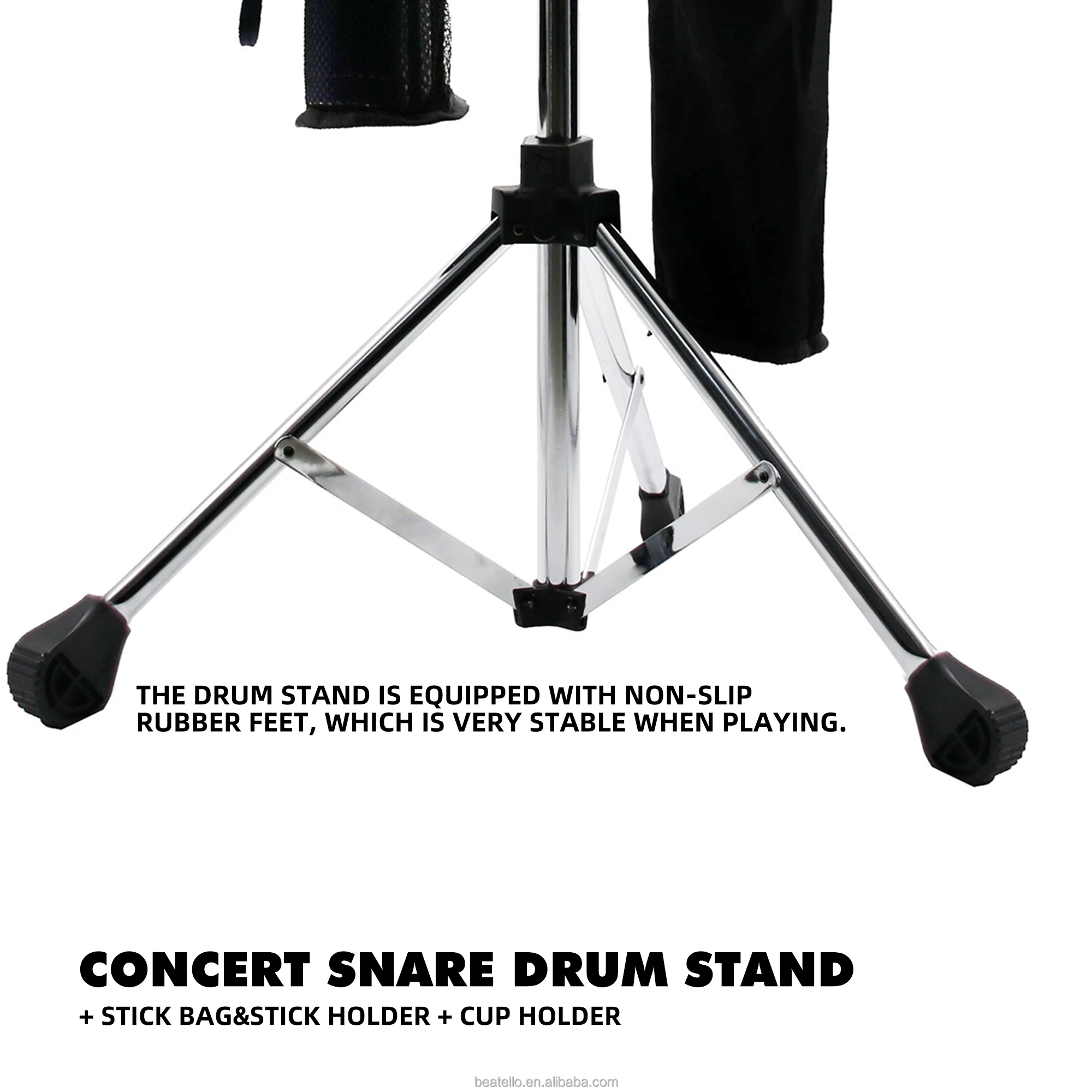 JBK Snare Drum Stand Adjustable Height Professional Drum Kits With Stick Bag Holder & Cup Holder Storage Folding Rack