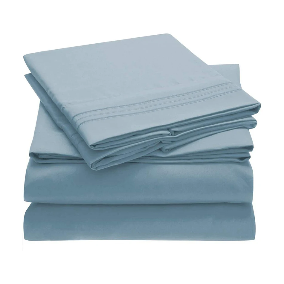 6 pic bed sheet sets 4 pillow case fitted and flat