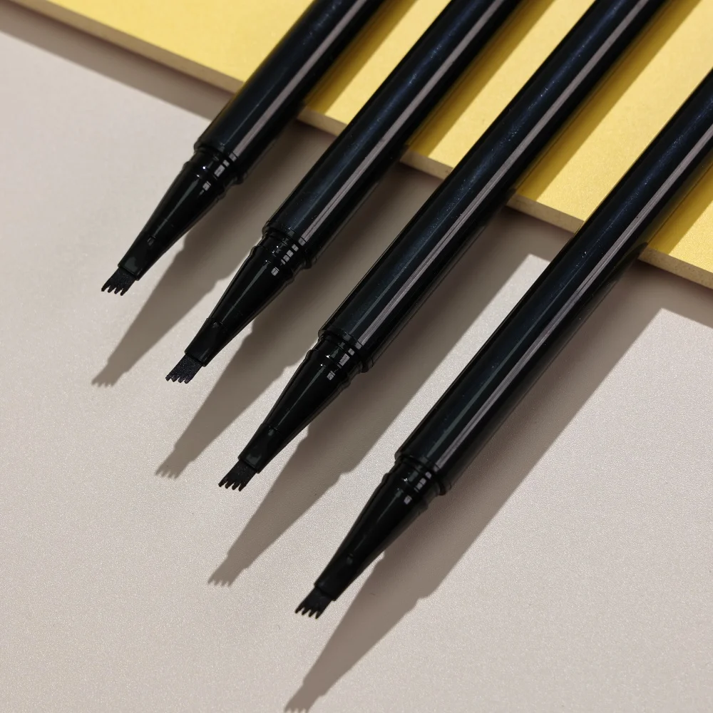 Best Natural Ultra Fine Microblading Eyebrow Pen Makeup Waterproof Long-Lasting 4-Fork-Tip Liquid curved Eyebrow Pen