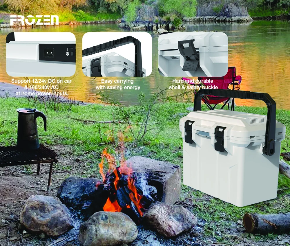 Frozen RB15 Semiconductor Fridge 15l Cooler Car Freezer Heating Support Fridge Portable 24v 12 Volt Refrigerator AC Camping Box
