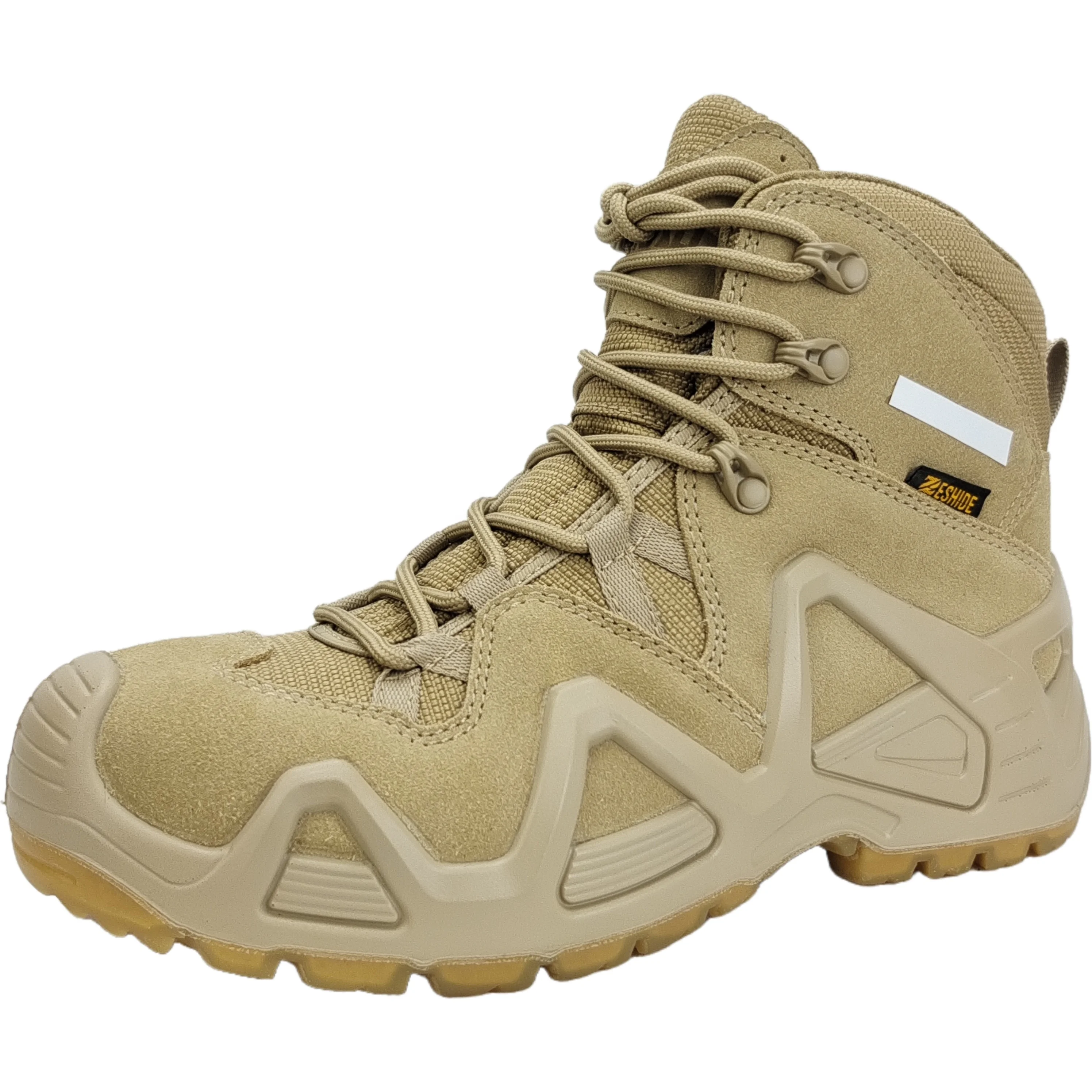 Wholesale custom outdoor khaki waterproof mid-top waterproof hiking boots