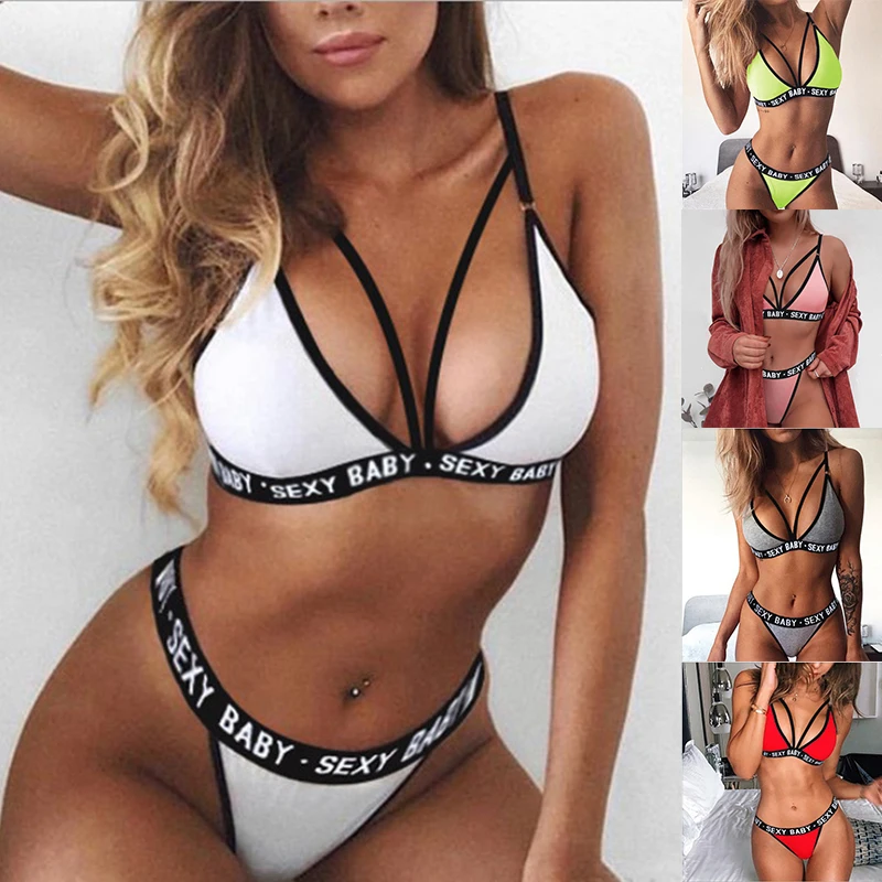 Wholesale Customizable Ladies 2 Piece Set Sexy Lingerie Underwear Plus Size Women Quick Dry Sport Bra Popular Push-Up bra