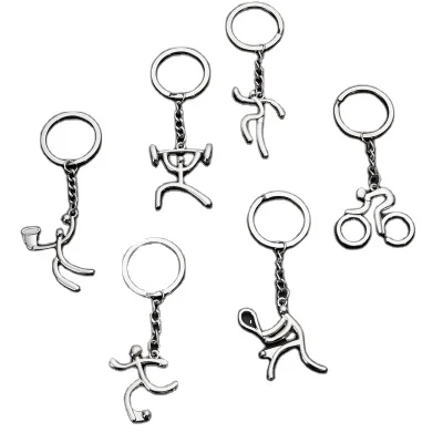 Wholesale Creative Sports Design Metal Keychain Cycling Running Weightlifting Soccer Promotional Gift