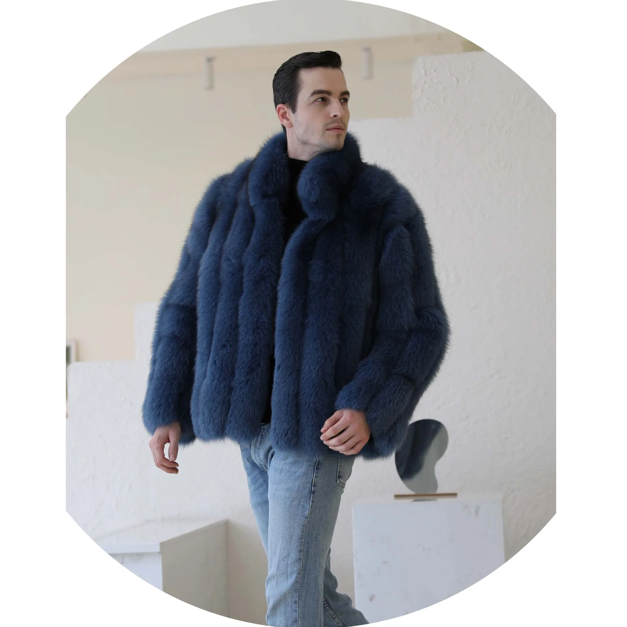 Daily Wear Street Shopping Coat Wholesale Winter Man Real Fox Fur Jacket