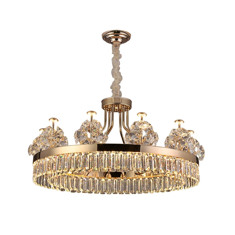 Morden Luxury Gold Decoration Villa Hotel Lobby Crystal Led Ceiling Chandeliers Pendant Light