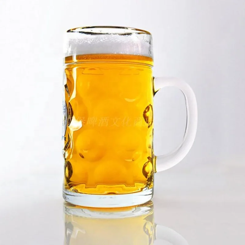 Hot Sale Beer Mugs with Handle 1 liter Beer Mug Drinking Glasses Pub Drinking Mugs Stein Water Cups with Dot Design