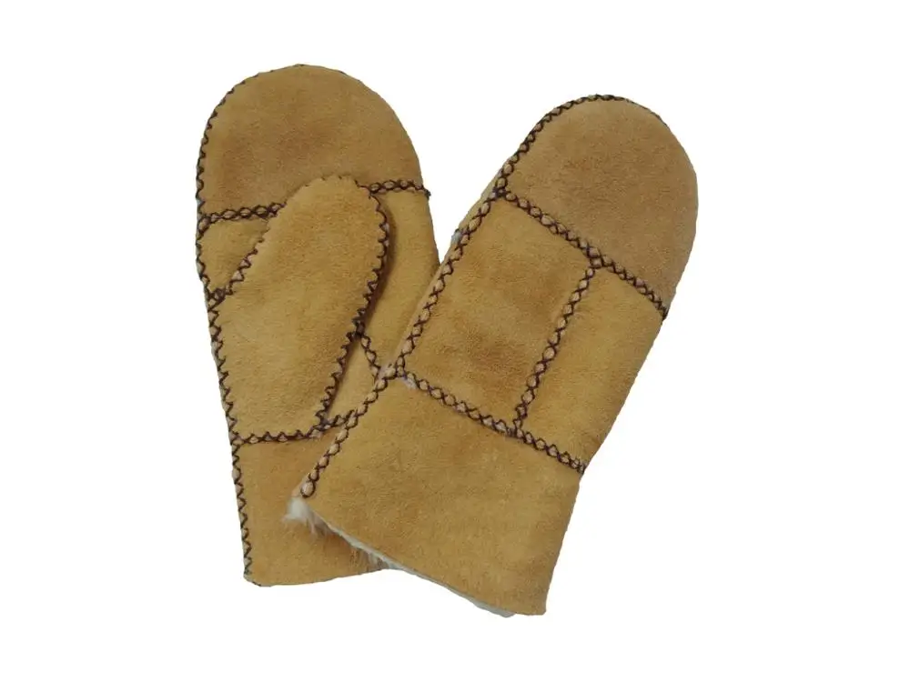 Модная новая стильная зимняя теплая детская перчатка из овчины