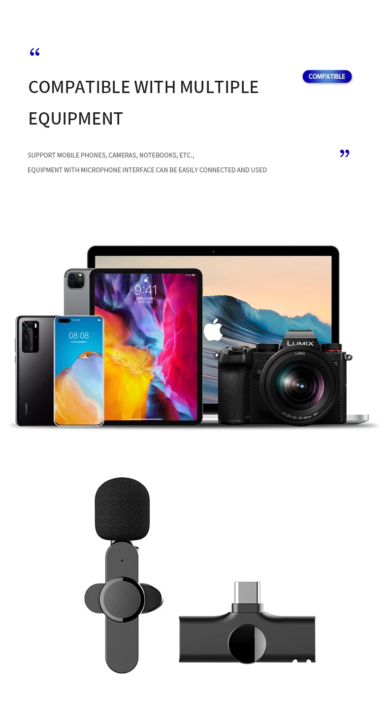 2in 1 Dual K35 Collar Live Mini Lapel Mic K 35 Podcast Lavalier Usb 3.5MM Wireless Microphone for Mobile Phone Teachers Camera