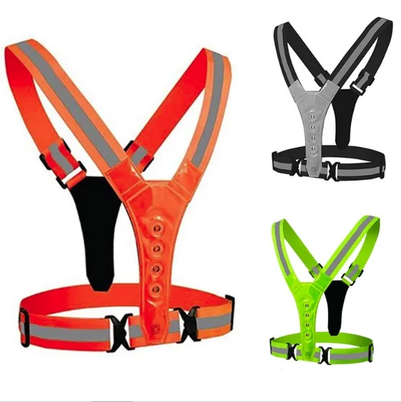 Outdoor Cycling High Elasticity Night Running Reflective Clothing Sports LED Light Reflective Vest