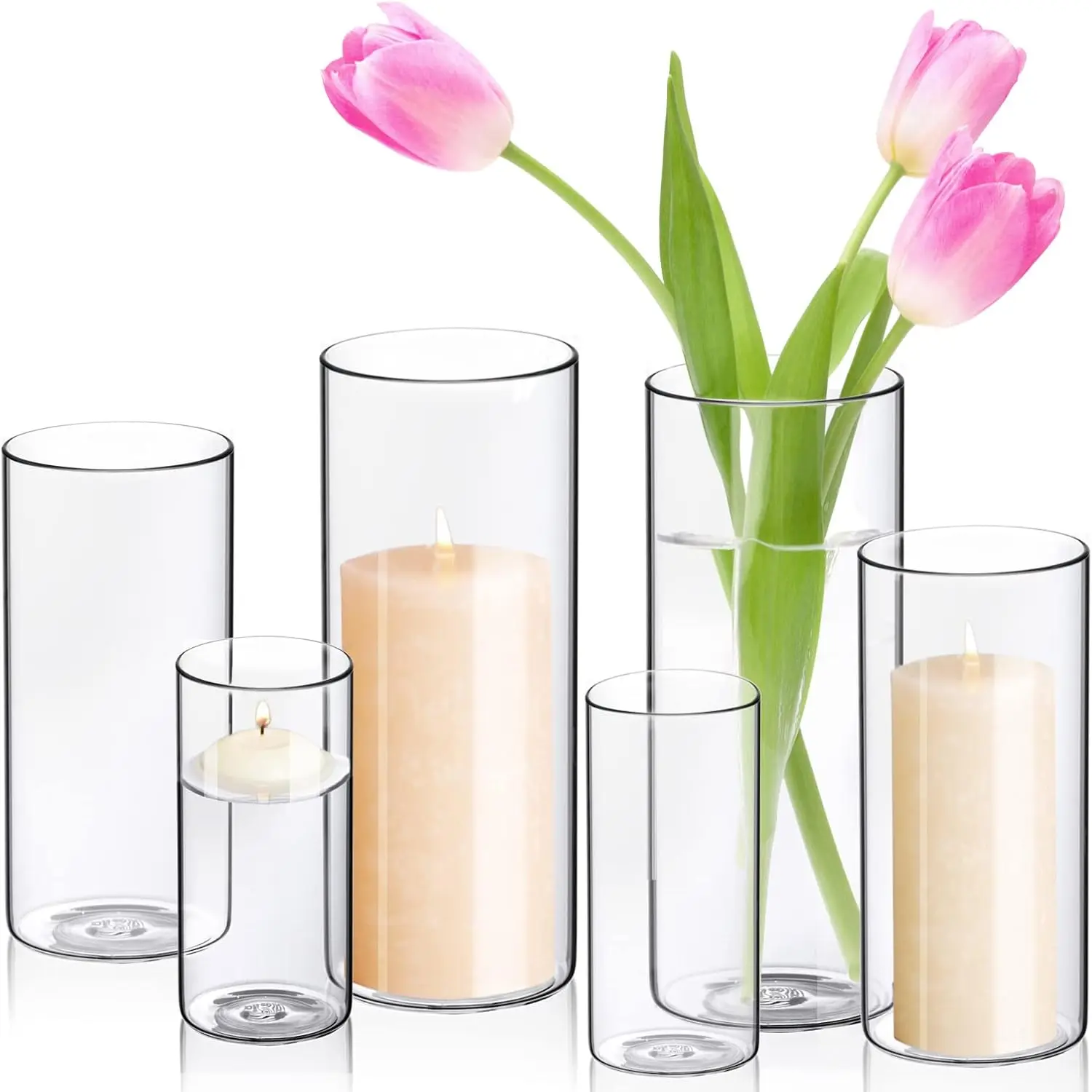 Borosilicate 6-piece glass set Plant flower glass vase Home decoration Borosilicate glass vase set