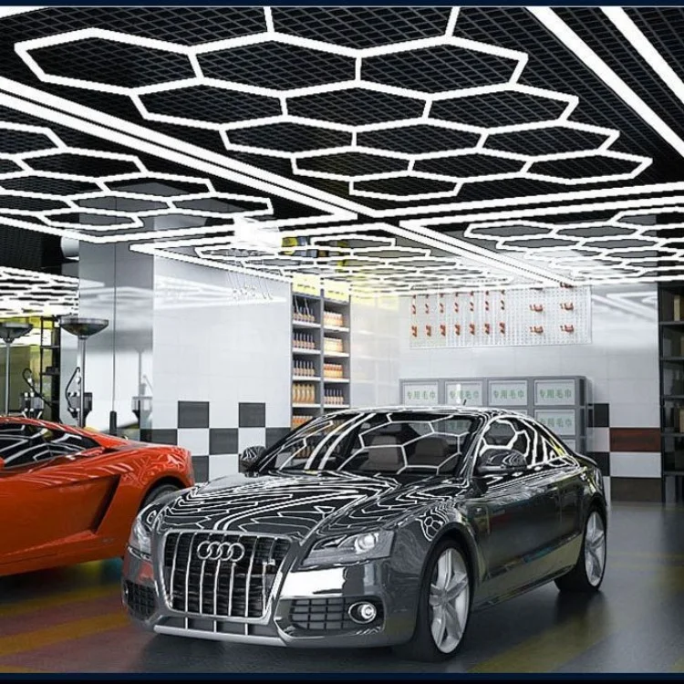 Хит продаж потолочное освещение для автосалона сотовая Автомойка детализированная Шестигранная Светодиодная рабочая лампа гаражного завода из Китая