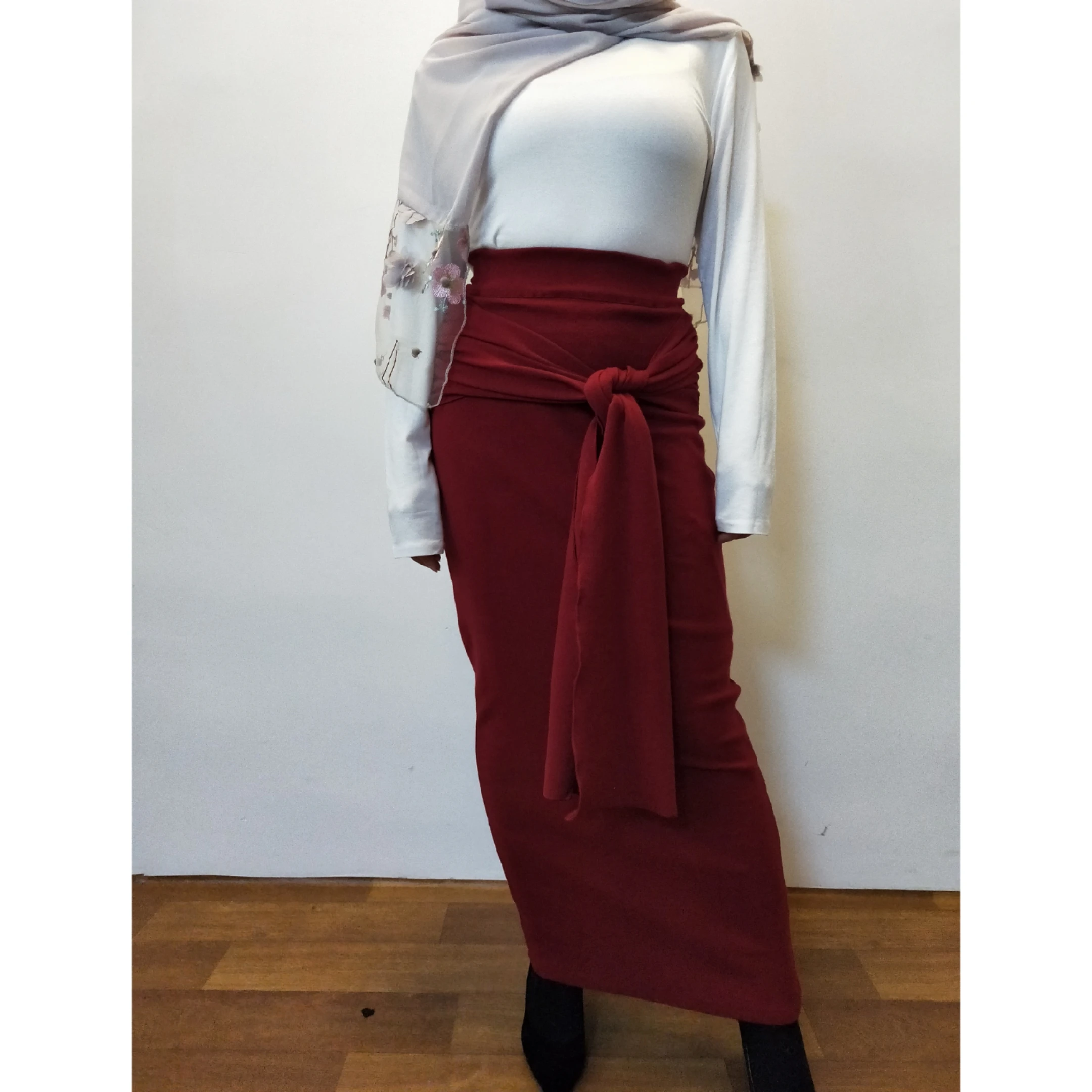 2143# Fashion Elegant Ladies High Waist Bodycon Skirt Office Women Stretch Skirts for Women Muslim