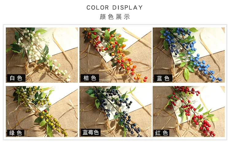 70cm Foam Berries Branches Artificial Flowers Christmas Berry Fruits Red Holly for Home Decor