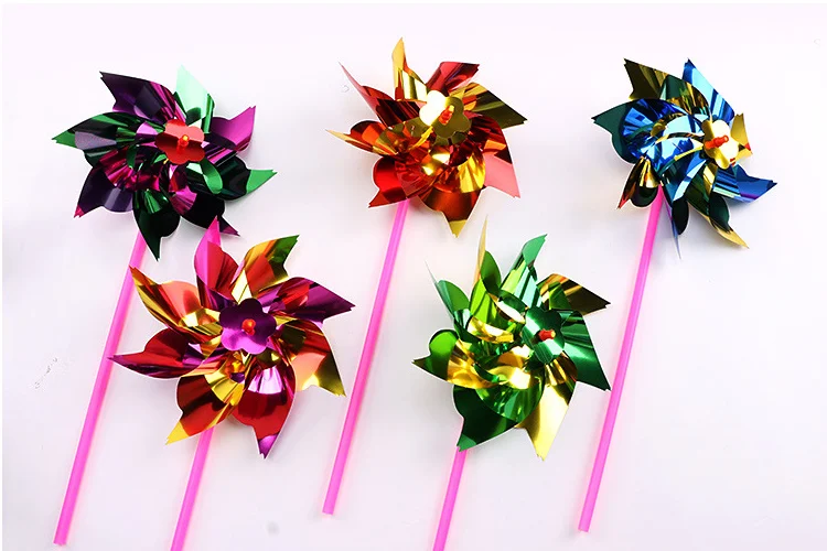 
Four leaf flower wind car printing LOGO custom PP toys advertising plastic windmill 