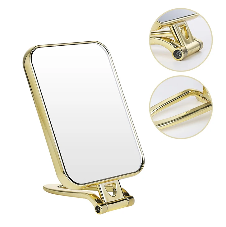 wholesale small folding handle handheld makeup mirror framed square cosmetic mirror with private label for travel