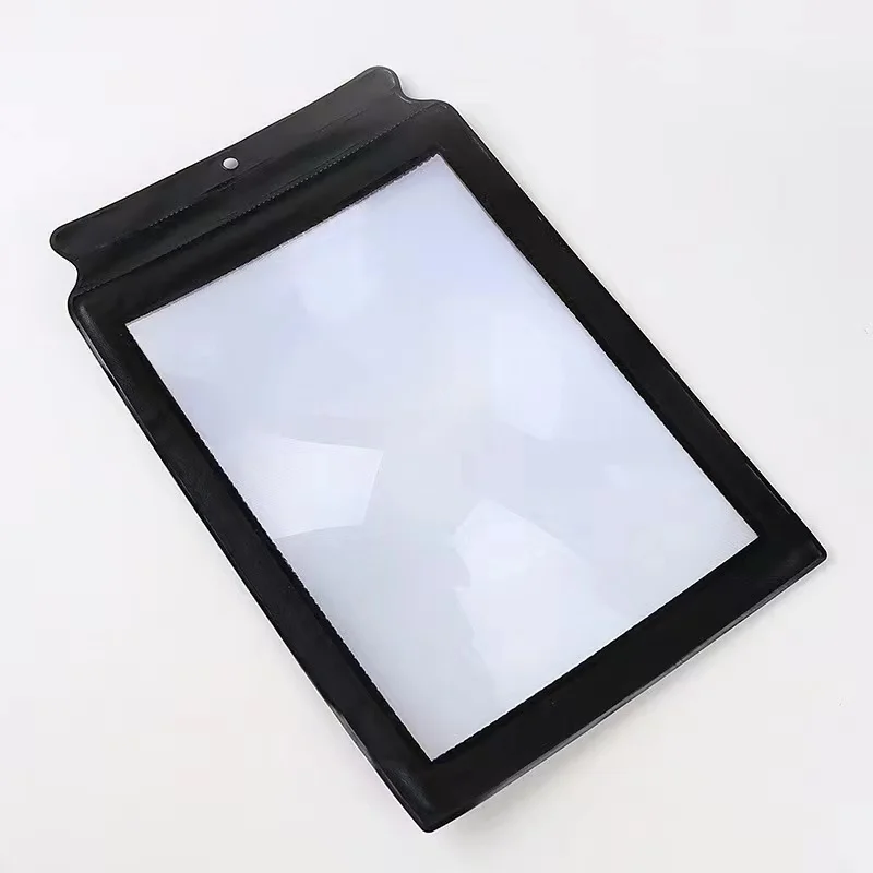 Cheap price Hand-held black bezel soft side A4 senior reading portable ultra-thin PVC Fresnel flat full-page magnifier 3x