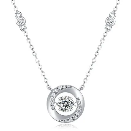 Custom Hot Selling GRA certification 1CT VVS D Moissanite Round Pendant S925 Sterling Silver Link Chain Necklace For Women Gift